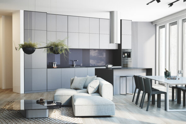 Rheinblick Krefeld Wohngebäude - Architekturkonzept und Architekturvisualisierung von Formgrafik - Interieurdesign